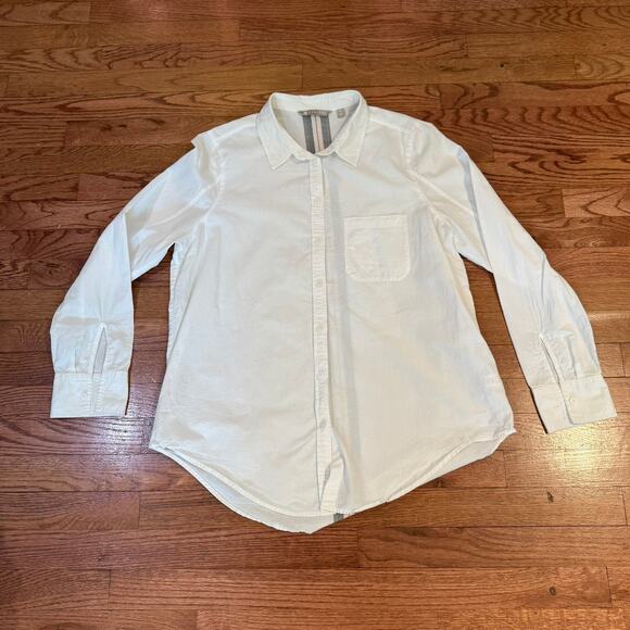 Athleta Marinwood White Button Down Shirt Back Stripe Women’s Large - Picture 2 of 8